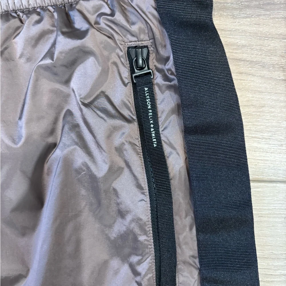 Athleta Taupe Track Pants with Black Side Panels - Picture 2 of 4